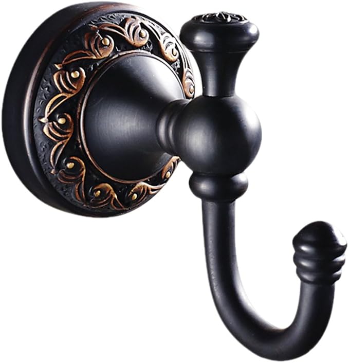 Leyden Brass Towel Hooks, Oil Rubbed Bronze Robe Hooks Antique for Bathroom Cloakroom Kitchen