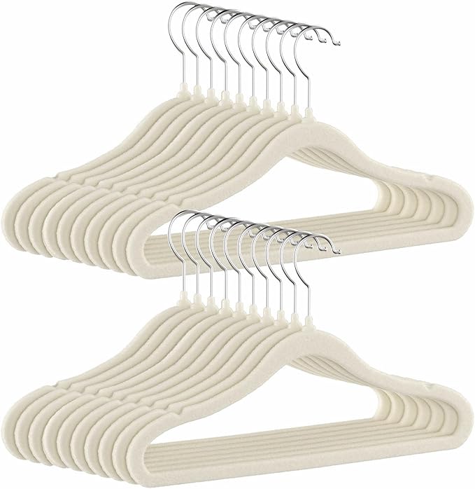 GoodtoU Kids Velvet Hangers Baby Hangers for Closet 20 Pack Non Slip Childrens Infant Hanger Beige