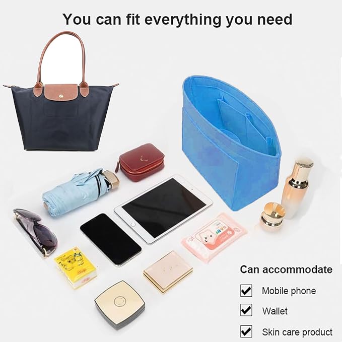 Lckaey bag Organizer Insert for Longchamp Le Pliage Neo Handbags Insert Organizer 1012French blue-M