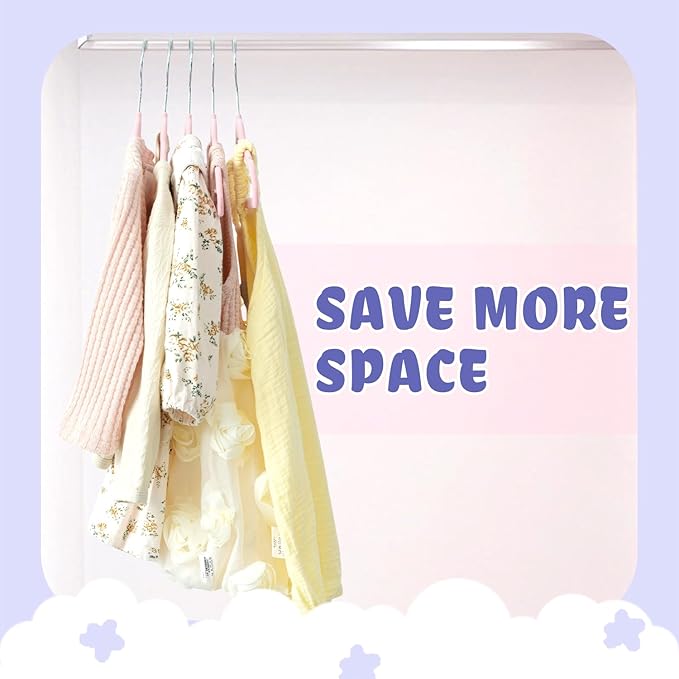 BAGAIL 50 Pack Kids Velvet Hangers 11 Inches Children's Clothes Hangers Non-Slip Baby Hangers for Infant/Toddler (Blush Pink)