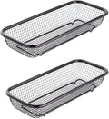 Kitchen Drawer Organizer, Stainless Steel Storage Container Metal Cabinet Storage Basket for Holding Silverware Kitchen Utensil, Pack of 2, Black