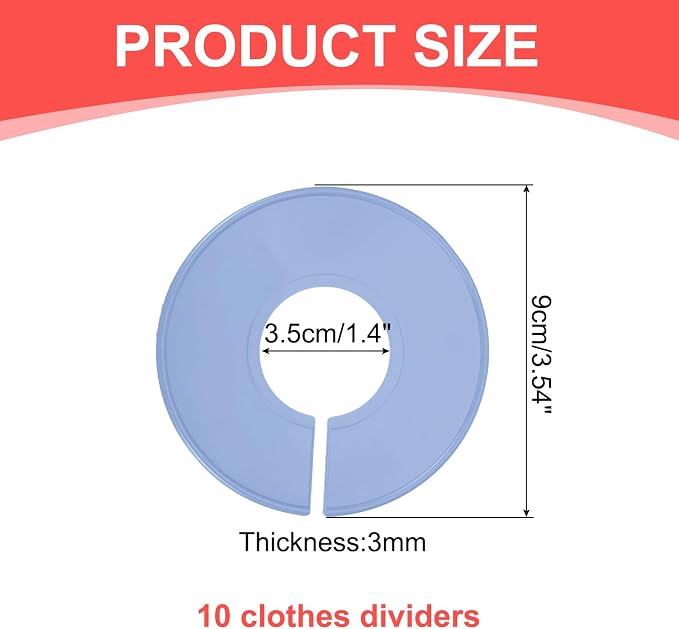 uxcell 10 Pcs Clothes Dividers,Round Closet Rack Dividers Clothing Rack Size Dividers Blank Labels Writable & Reusable for Hanging Clothes Sorting Size, Gray