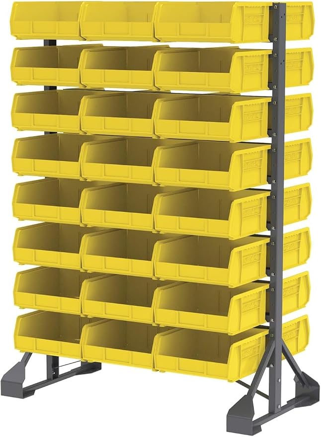 Akro-Mils 30235 AkroBins Plastic Storage Bins, Space-Saving Stackable Bins for Garage, Pantry, Craft Organization, 11" x 11" x 5", Yellow, 6-Pack