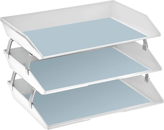 Acrimet Facility 3 Tier Letter Tray, Side Load, Letter Size/A4, Desktop File Organizer, Plastic (White Color)