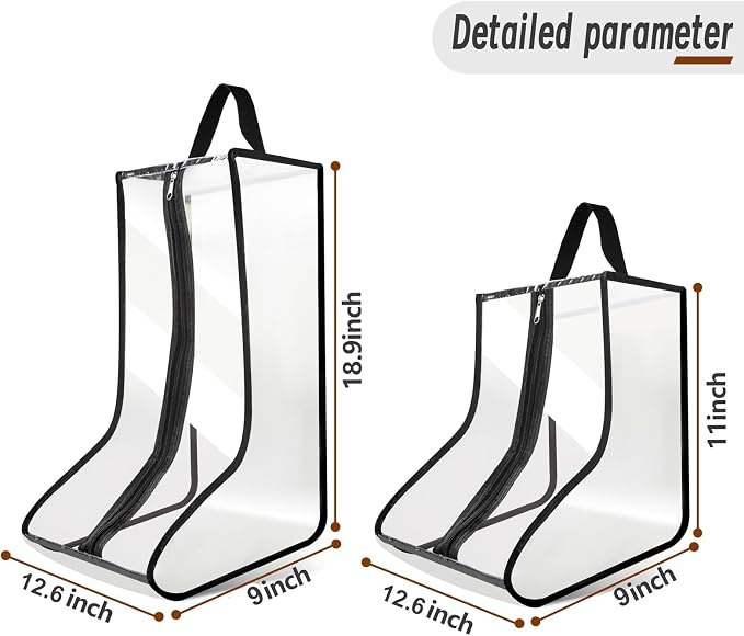 CiBiZi Clear Boot Bags Organizer for Travel Waterproof Cowboy Boots Bag Portable Shoe Travel Bag for Women Hangable Ski Boot Bag Dust-free Tall Boot Storage Bag (4Big-White)
