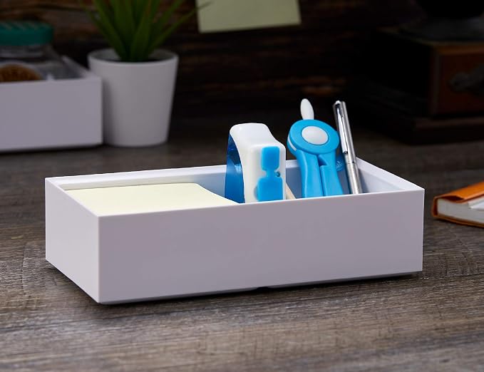 Bostitch Office Konnect Desk Organizer Accessory Tray, Wide, Stacks for Desktop Storage, White (Pack of 6)