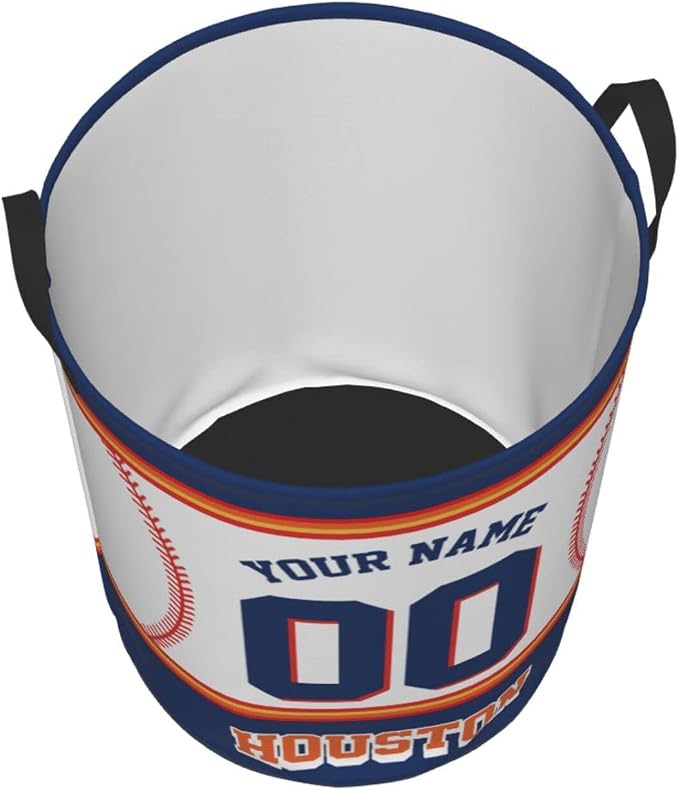 Custom Houston Laundry Hamper Personalized Laundry Basket Customized Name And Number Collapsible Storage Basket for Bedroom Bathroom Living Room Baseball Fan Gifts