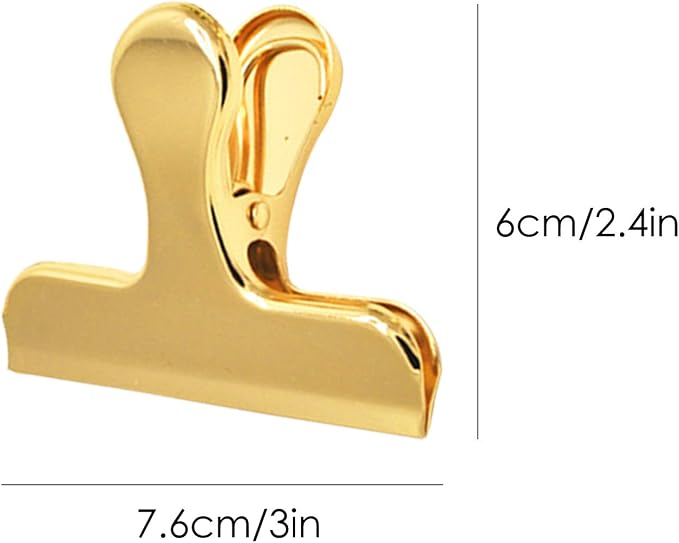 Set of 8 Heavy Duty Stainless Steel Bag Clips, SourceTon 3 x 2.4 Inch Durables Paper Seal Grip for Coffee Food Bread Bags, Kitchen Home Usage- Gold