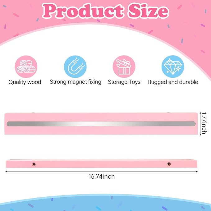 for Tonies Box Shelf Storage Magnetic Wall Mounted Set of 2, Compatible with Tonies Characters Figures Player Character for Children Room (Pink)