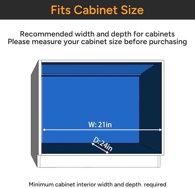 ROOMTEC Pull Out Cabinet Organizer(20" W x 21" D),Heavy Duty Slide Out Shelves,Pull out Drawers for Kitchen Cabinet,Base Cabinet Organization for Home, Kitchen, Bathroom