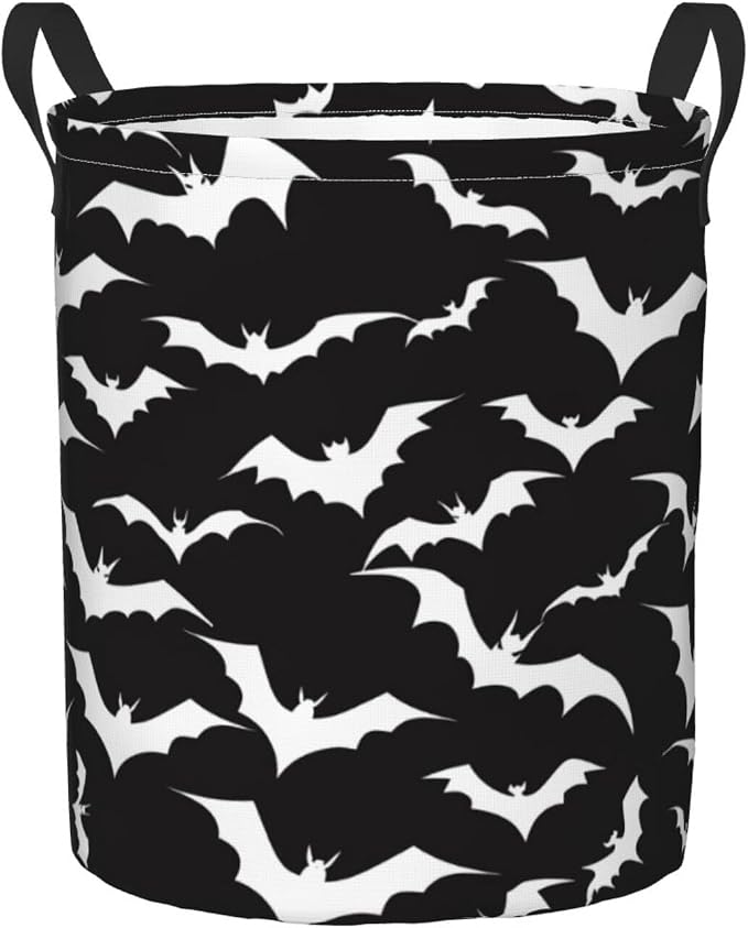 Bats Black Laundry Basket,Laundry Hamper,Collapsible Storage Bin, Oxford Fabric Clothes Baskets,Nursery Hamper For Home,Office,Dorm,Gift Basket