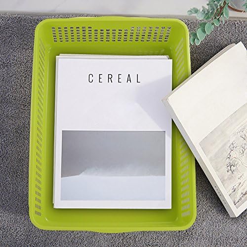 Cand 6 Packs Plastic A4 Paper Storage Baskte Tray for File, Paper, Letter, Green & Blue