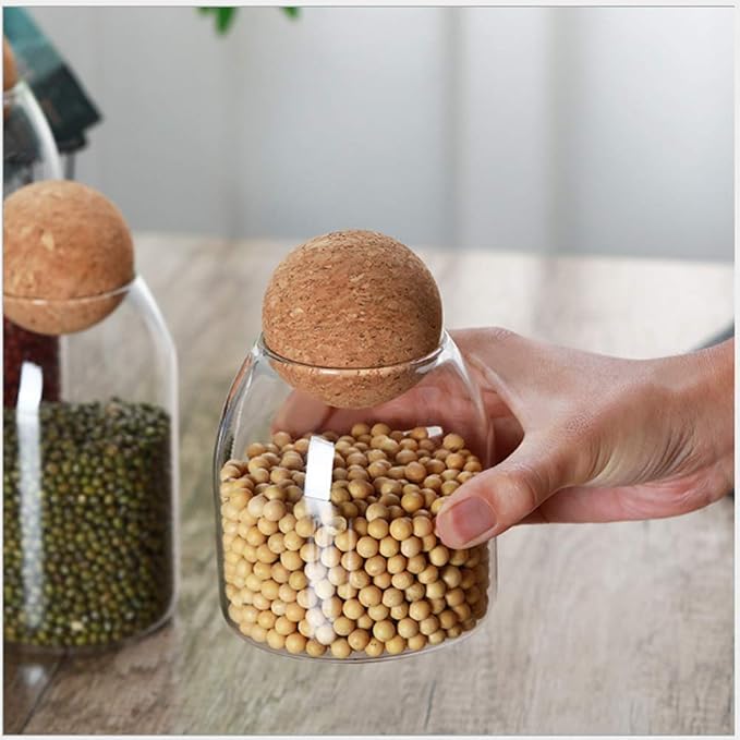 Glass Jar with Wood Lid Ball Jar Small Food Storage Container Clear Candy Jars Canister Sugar Coffee Tea Beans Spice Salt Storage 2 PSC 500 ML