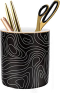 Large Capacity Pen Holder, Pencil Cup for Desk, Cute Makeup Brush Holder, Durable Ceramic Organizer Decor for College, Office, Classroom, Abstract Geometric Pattern