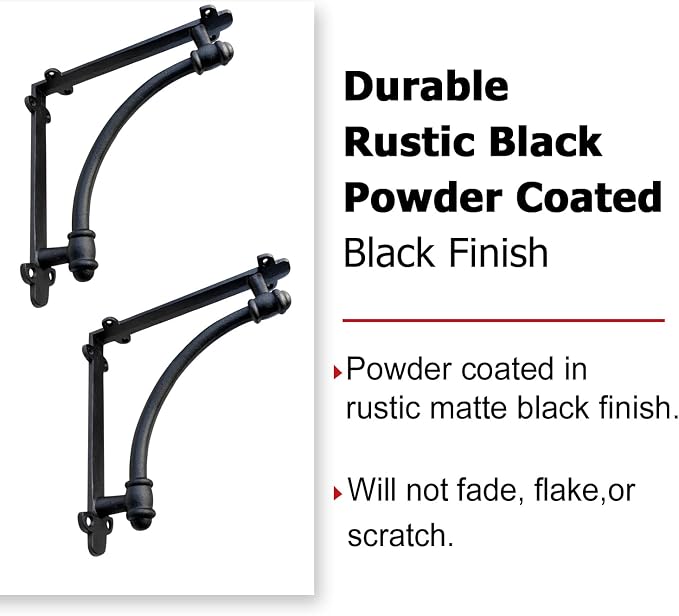 NACH Decorative Shelf Brackets, 2 Pack of 9.6 x 1.7 x 9.6 inch Black Cast Iron Shelf Brackets - Decorative Brackets for Mounting - Industrial Style Brackets