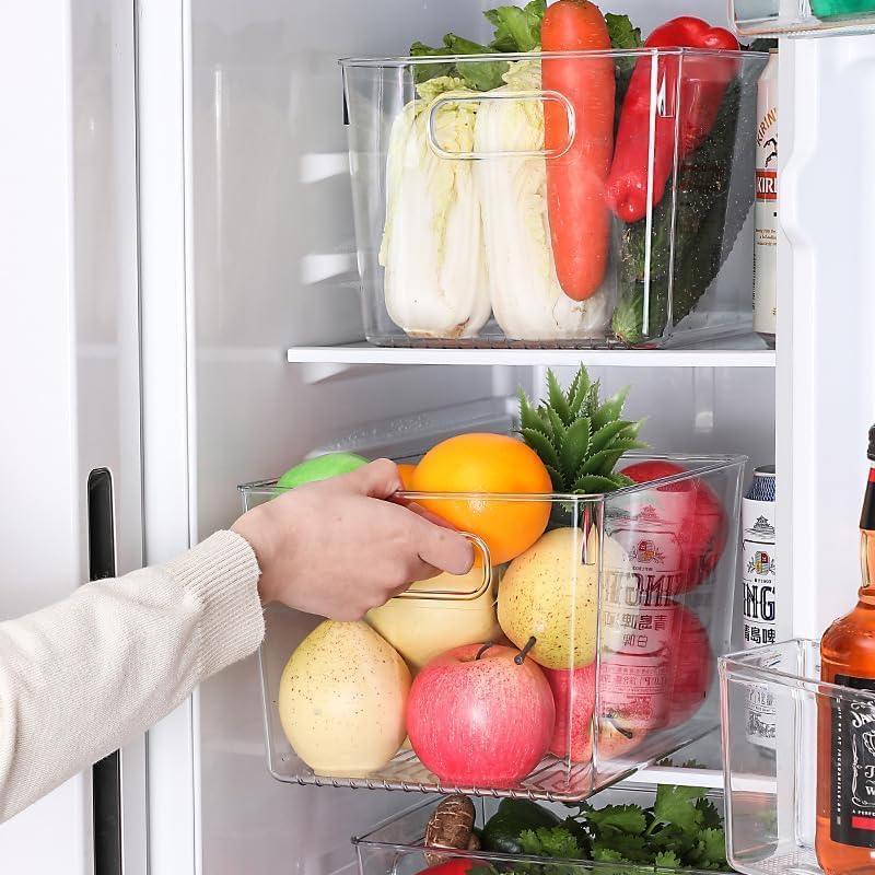 Set of 8 pantry organizers and storage, Clear Plastic Storage Bins for Kitchen Organization, Freezer Storage, Home Edit 