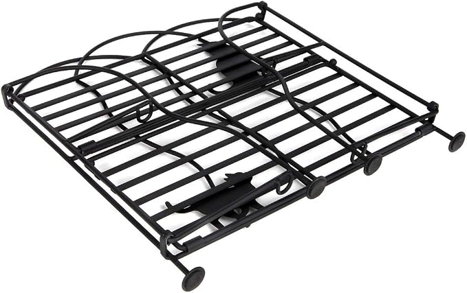 Lily's Home Cat Lovers Black Metal Countertop Wire Shelf Rack, Great for Household Items, Kitchen Organizer, Bathroom Storage and More. Foldable. 2-Tier