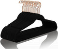 MIZGI Premium Velvet Suit Hangers (60 Pack) - Heavy Duty, Non Slip Felt, Space Saving - Black & Rose Gold Hooks