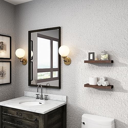 WELLAND Bradley 5" Deep Narrow Floating Shelves Set of 2 Handmade Wood Wall Shelves Rustic Shelves Wall-Mounted (Brown, 