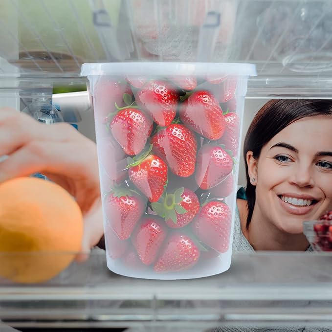 Deli Food Container (24 set - 32 oz) | with Lids - For Storage, Slime, Takeout, Leftovers Includes Air-Tight Lids, Ideal for Soups, Stews, and Meal Prep