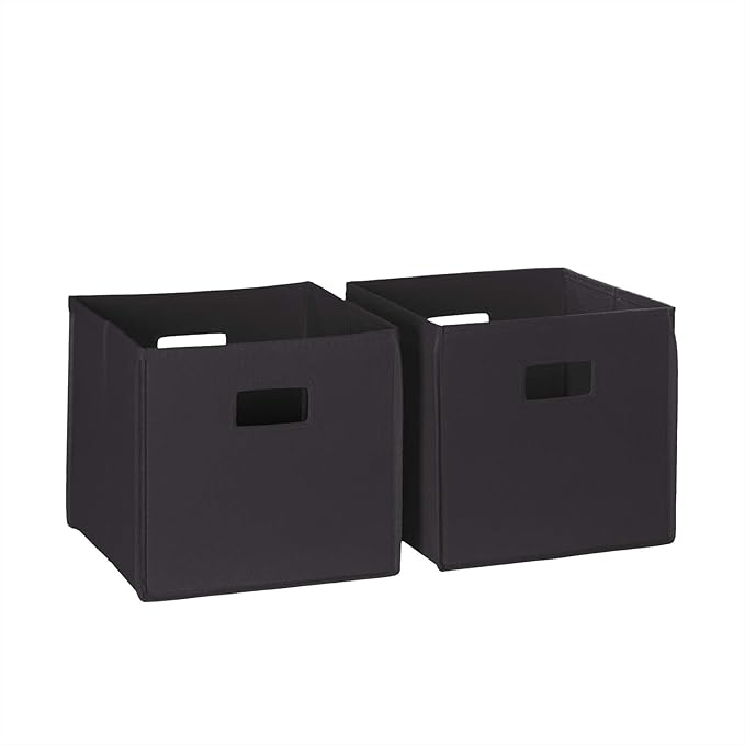 RiverRidge Kids 2pc Fabric Collapsible Storage Cube Organizers with Handles for Playroom Organization - Black