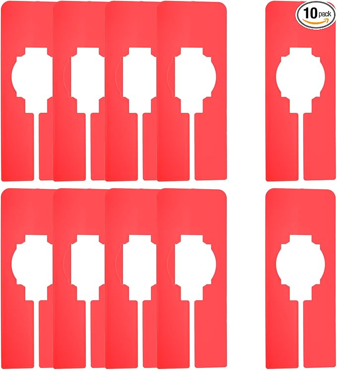 uxcell 10 Pcs Clothes Dividers,Rectangle Closet Rack Dividers Clothing Rack Size Dividers Blank Labels Writable & Reusable for Hanging Clothes Sorting Size, Red