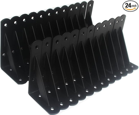 24 Pack L5 x H 3" Black Heavy Duty Shelf Brackets with Screws Metal Shelf Brackets Shelf Support Angle Brackets for Shelves L Brackets Heavy Duty Floating Shelf