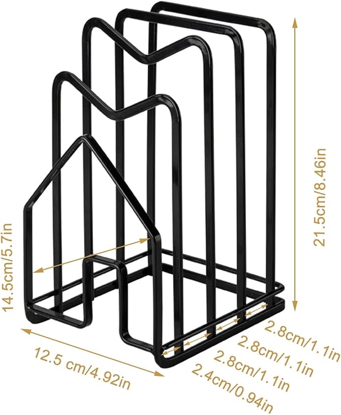 SUNFICON 2 Pack Cutting Board Racks Holders Pot Pan Lids Holders Chopping Board Organizers Thin Bakeware Trays Dry Display Stands Kitchen Countertop Cabinet Office Black