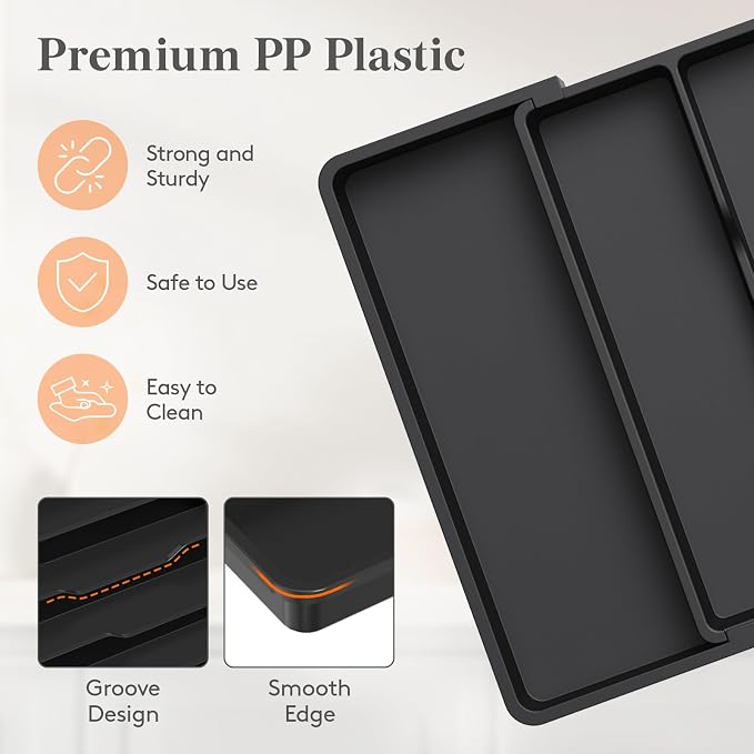 Lifewit Utensil Organizer, Expandable Kitchen Drawer Tray, Adjustable Cutlery and Cooking Utensil Holder, Black