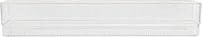 Martha Stewart Kerry Plastic Stackable Office Desk Drawer Organizers, 12" x 3", 6 Pack, with Gold Trim