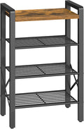 YATINEY 4-Tier Narrow Shoe Rack, Tall Shoe Rack for 4-8 Pairs, Slim Shoe Storage Organizer with Wooden Top, Space Saving, Metal Frame, for Entryway, Rustic Brown and Black SS64BR