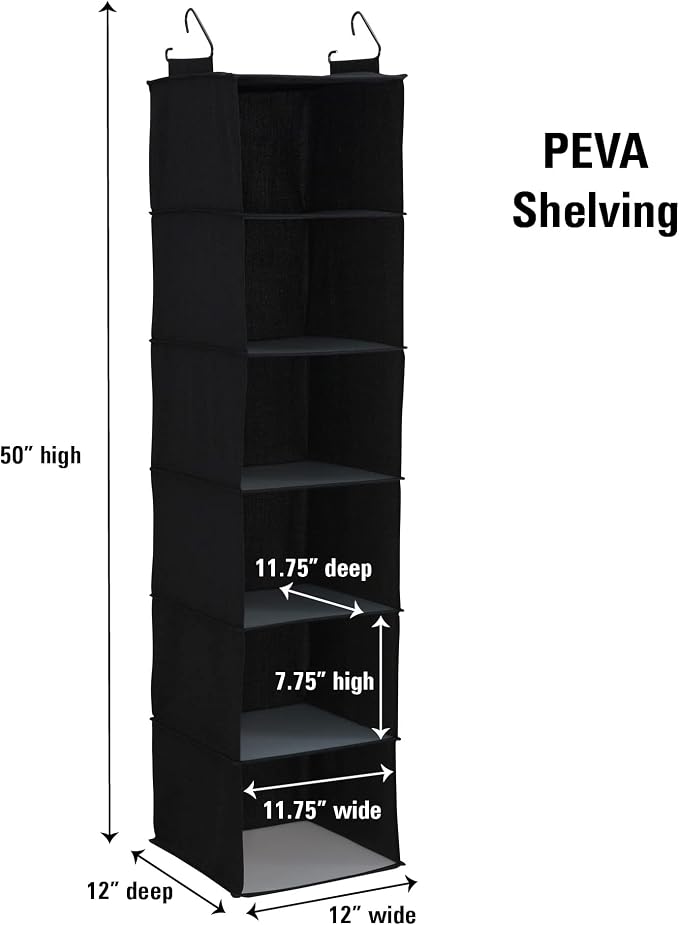 Household Essentials Black 6 Shelf Hanging Closet Organizer Shelf