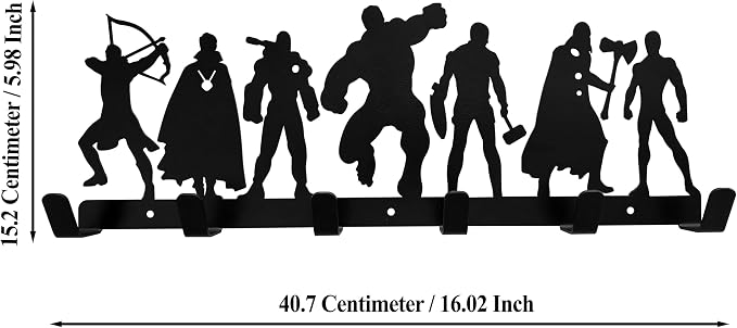 Superhero Coat Hook Wall Mounted 6 Hooks, Entryway Organizer, Modern Coat Hooks for Wall Mounting, Towel & Robe Rack with Superhero Theme- Heavy Duty, Decorative Hooks for Home, Bathroom