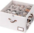 StorageWorks Shoe Organizer for Closet, Shoe Storage Bins with Clear Lid, Fabric Shoe Boxes with Side Mesh Pockets, Closet and Storage Bins for Slippers and Flats, Holds Up to 16 Pairs, Beige