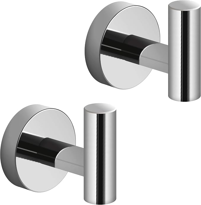 Marmolux Acc - Towel Hook Bathroom Single Coat Hook Bath Kitchen Hand Towel Holder Hat Door Hanger Rack Home Storage Spave Saver Bathroom Hardware Wall Mount Polished Chrome (2 Pack) - Key Holder Wall