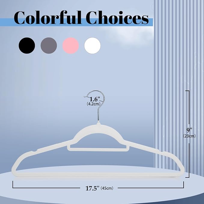Smartor Velvet Hangers 20 Pack, White Space Saving Hanger with Tie Bar | Non-slip Felt, Shoulder Notches and 360° Hooks Keep Suits, Dresses and Pants Secure for Closet Organized, Holds up to 10 lb