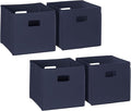 RiverRidge Folding Storage Bins with Handles Navy Cube Storage Organizer for Closet, Bedroom & Playroom - Closet Organizers and Storage Set of 4