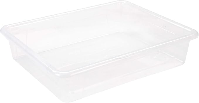Storex Letter Size Flat Storage Tray – Organizer Bin for Classroom, Office and Home, Clear, 5-Pack (62531A05C), 10 x 13 x 3 Inches