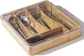 Kitchen Drawer Organizer, 13 Inch Silverware Utensil Tray Holder,with Removable Lid, 5 Slots Total Bamboo Wood Caddy for Flatware Cutlery Knives, Forks, Spoons.
