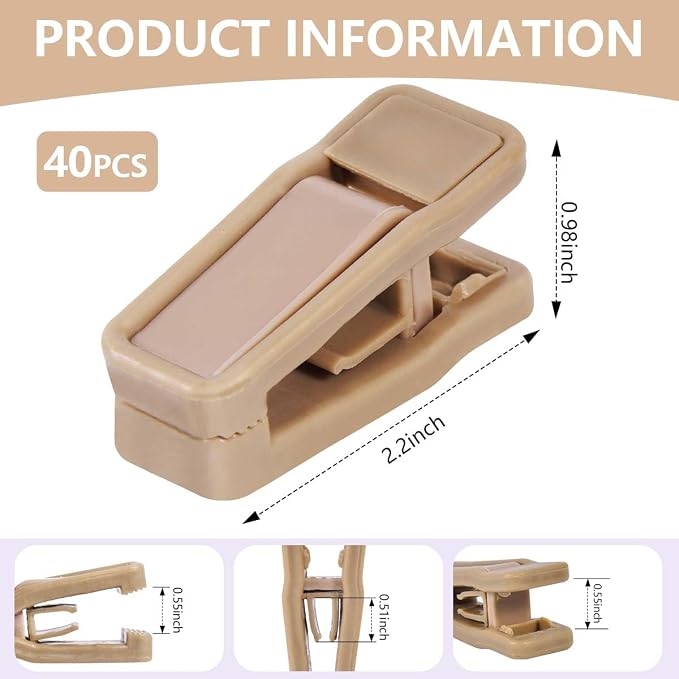 KISEER 40 Pcs Plastic Baby Hanger Clips Slim-line Finger Clips Set for Clothes Hanger Velvet Hanger (Skin)