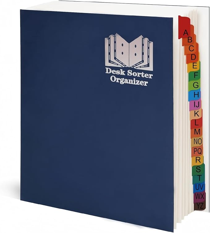 A-Z Accordion File Organizer - Alphabetical File Organizer - File sorter alphabetic a-z - Desk Organizer - Desk sorter rganizer (Heavy-Duty Cardstock,20 Dividers)