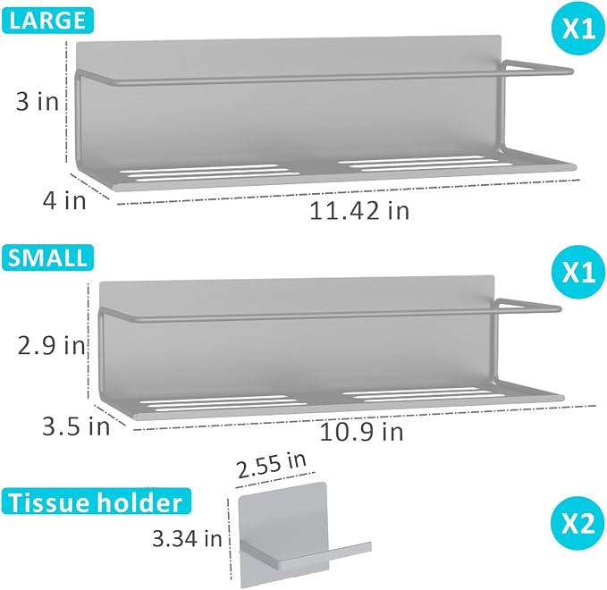 Magnetic Spice Rack For Refrigerator, Space Saving Magnetic Shelf For Fridge Grey 2 Pack With Magnetic Paper Towel Holder