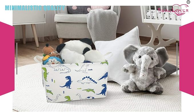 Rectangular Kids Storage Basket Gift Basket Baby Storage Basket Cute Kids Toy Storage Bin Organizer Shelf Book Basket Room Decor(Polychrome Dinosaurs)