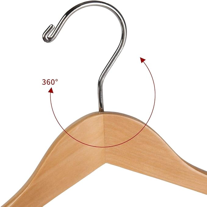 Quality Luxury Wooden Suit Hangers Wide Wood Hanger for Coats and Pants Retro Finish (30, Natural Finish)