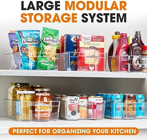Cheer Collection Clear Refrigerator Organizer Bins - BPA Free Transparent Storage Bins for Pantry, Fridge, Tools & Cabin