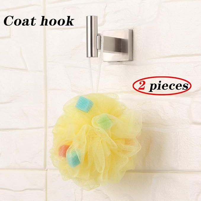 GERZWY Bathroom Coat Hook SUS 304 Stainless Steel Single Towel/Robe Clothes Hook for Bath Kitchen Garage Heavy Duty Contemporary Hotel Style Wall Mounted 2 Pack Brushed Finish DG1407-LS