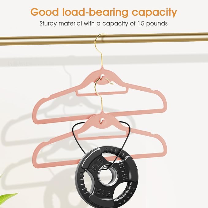 Heavy Duty Velvet Clothing Hangers, 20 Pack Light Pink - Slim Stackable Non-Slip Felt Suit Hangers with 360° Swivel Gold Hook for Dorm & Space Saving, Adult Clothes Hangers