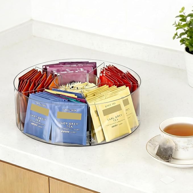 AIEVE Extra Large Drink Packet Organizer, 360° Lazy Susan Rotating Turntable for Larger Powder Drink Mix, Hydration Packets Acrylic Pantry Organizers for Kitchen Storage Organization