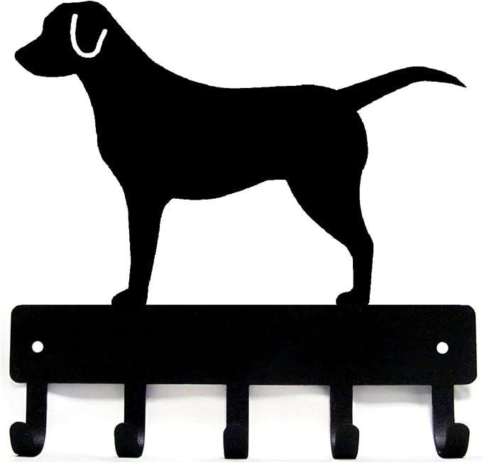 Labrador Retriever - Key Holder & Dog Leash Hanger for Wall - Large 9 inch Wide with 5 Hooks - Made in USA