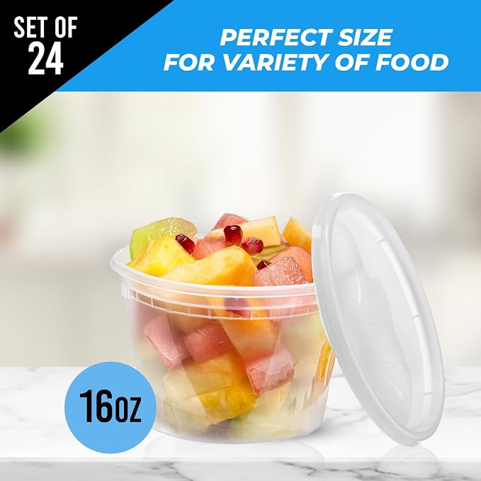 Deli Containers with Lids, Food Storage Containers with Lids 16 oz (16 oz - 48 Sets)